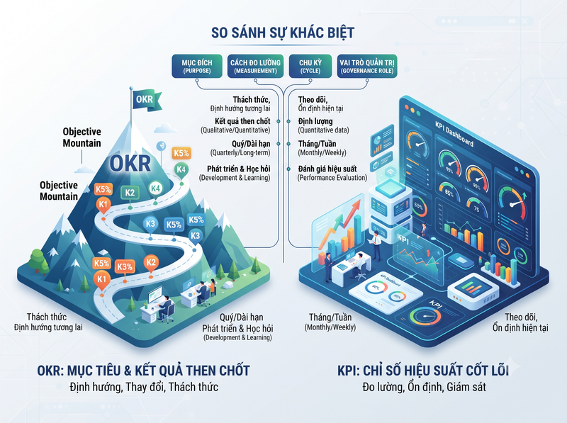 OKR và KPI khác nhau như thế nào?