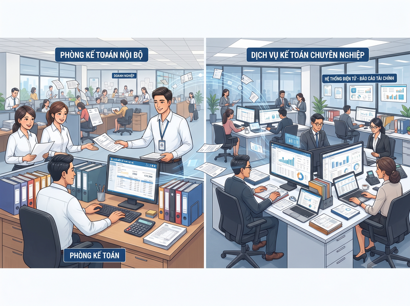 Thuê ngoài kế toán hay tuyển nội bộ?